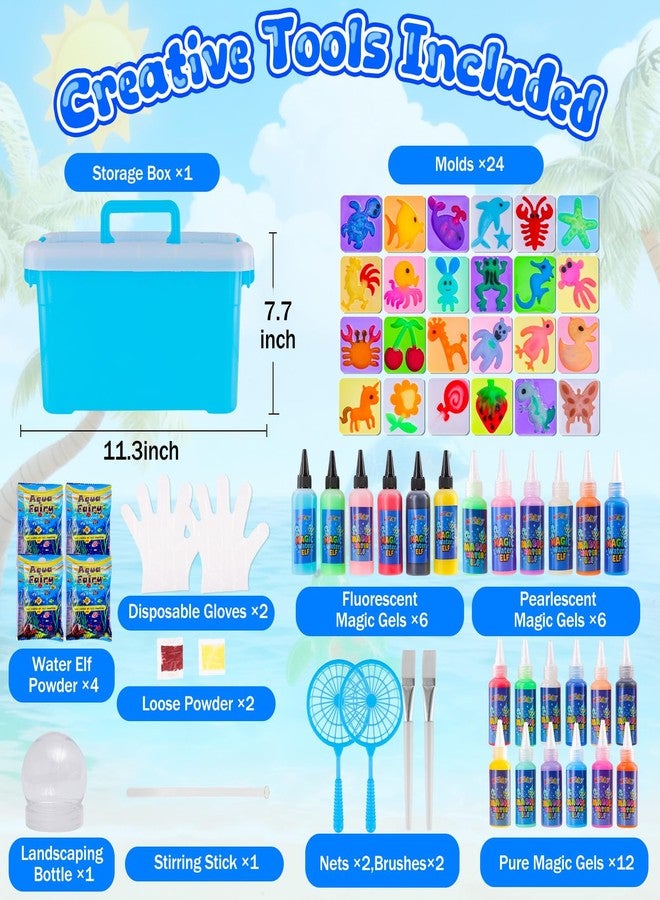 أم جاي بارتي مجموعة ألعاب MGparty السحرية المائية للأطفال، مجموعة Aqua Fairy لصنع جل الماء بنفسك مع 24 جل سحري و24 قالبًا، ألعاب Squishy Maker المائية الحسية، هدايا عيد الميلاد للبنات والأولاد من عمر 3 سنوات فما فوق - Image 2